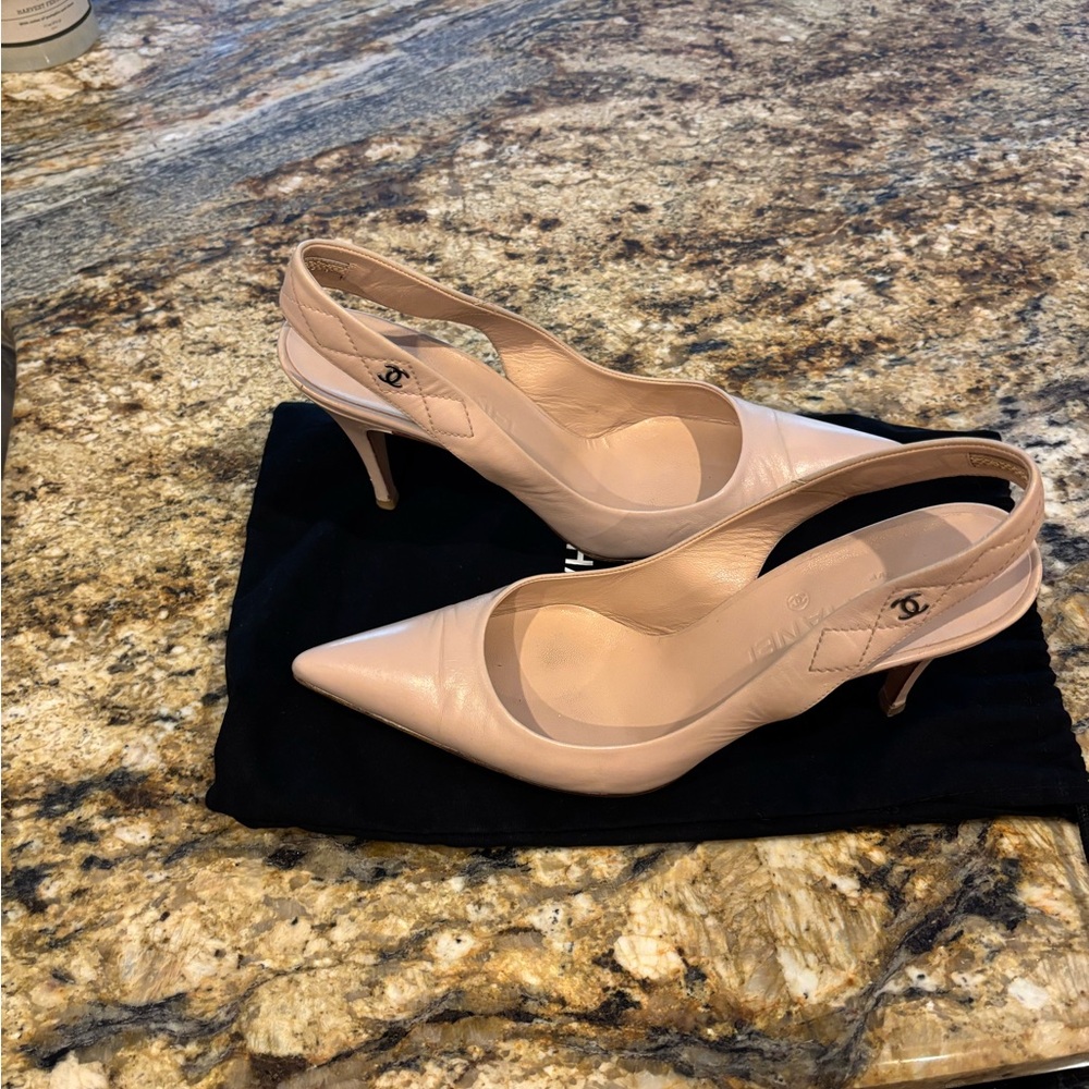 CHANEL Women's Blush Slingback Heels